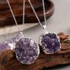 Collana di Ametista Naturale con Bordi Placcati in Argento per Gioielli in Stile Boho Regalo