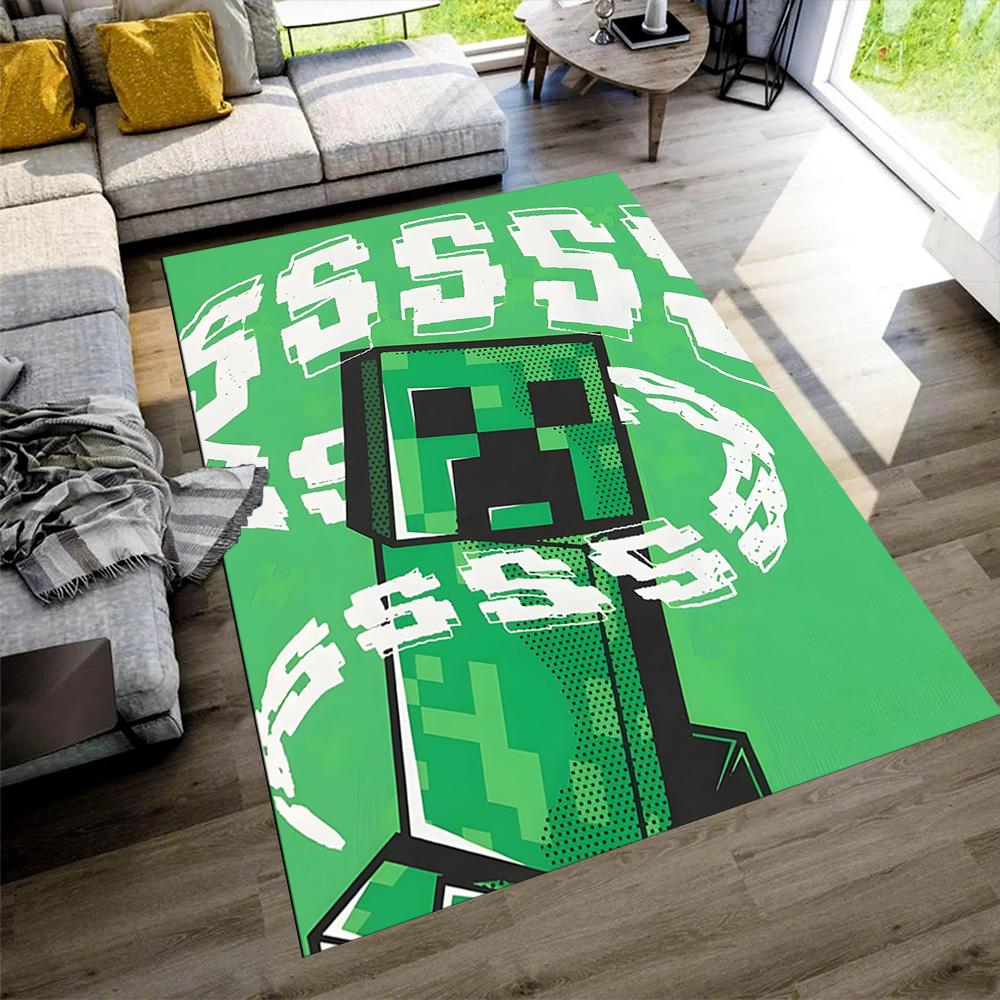 Minecraft Creeper Pixel Art Carpet Design for Decorate room Study room Playrooms Balcony Anti-slip Rug Decorate Offices Best for Christmas