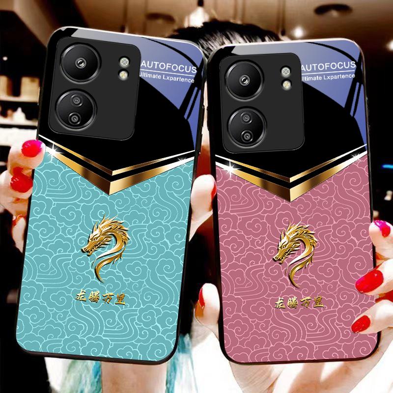 Kształt litery V Kran Do Xiaomi Redmi 13C Note13 12 Pro Plus 5G Note 9 13T Pro POCO X6 F5 F6 Czarne Hartowane Szkło Etui na Telefon