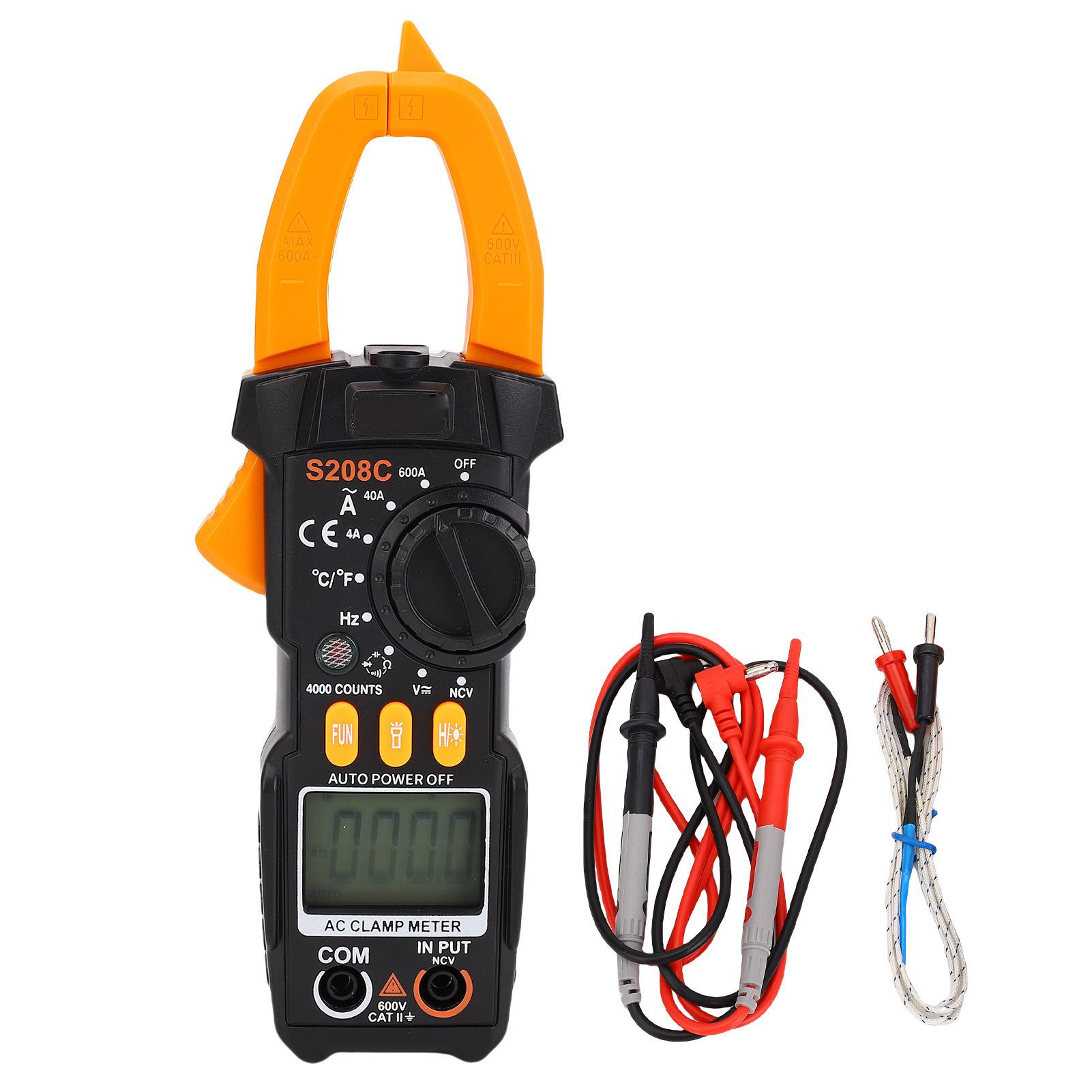 

Clamp Meter 6000 Counts Multimeter NCV AC DC Voltage Current Temperature Resistive Value Diode