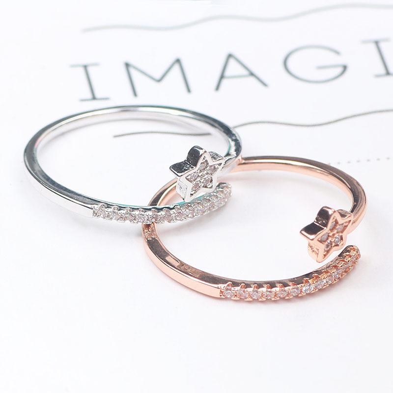 J699 Simple Star Zircon Ring, Fashionable Open Color Retention Ring, Temperament Ring For Women
