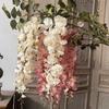 Long Branches Artificial Wisteria Flowers Purple Decorative Artificial Faux Plants Vine Bushy Vine Rattan Fake Flower String