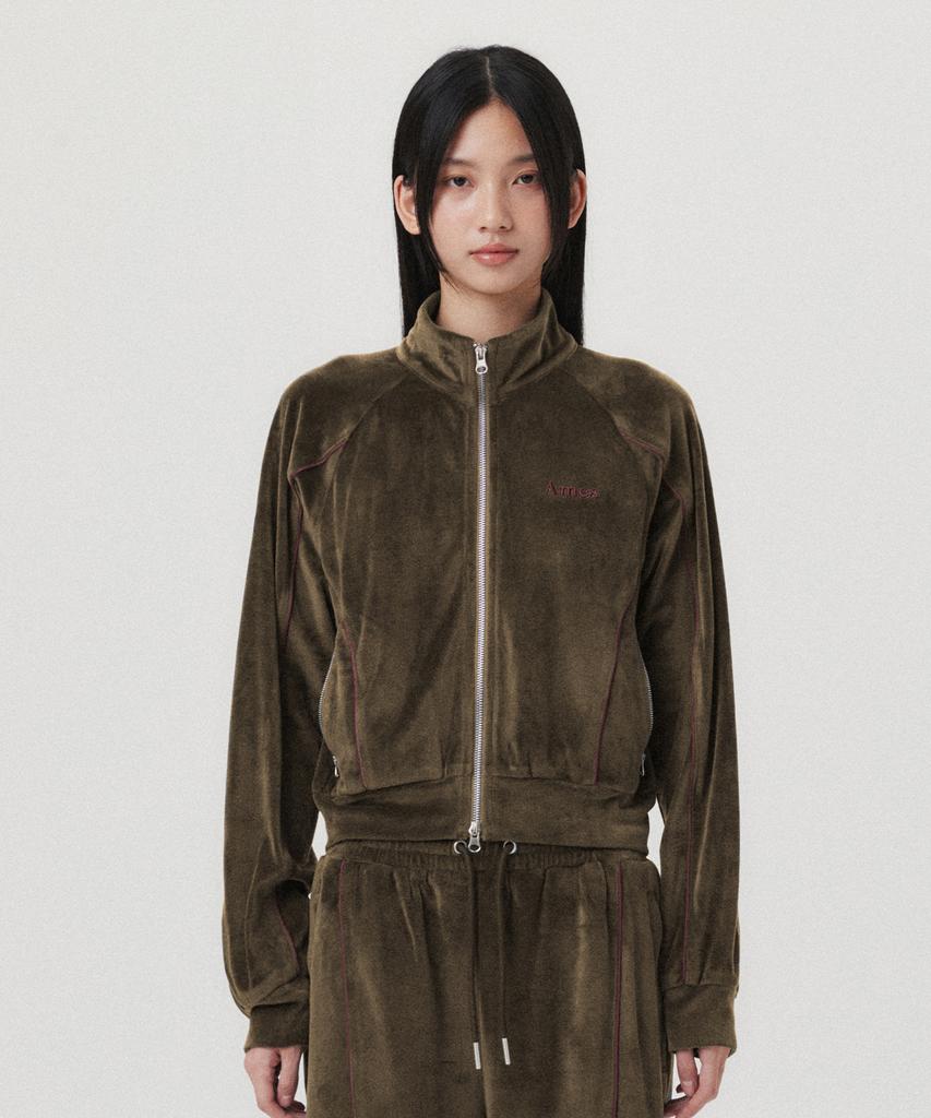 Ames-Worldwide Ames Velour Track Zipup Khaki
