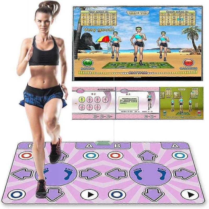 Jocuri cu Covoraș de Dans cu Fir pentru TV, Exercițiu Fitness pentru Doi Jucători - Covoraș de Dans Antiderapant pentru Copii și Adulți.