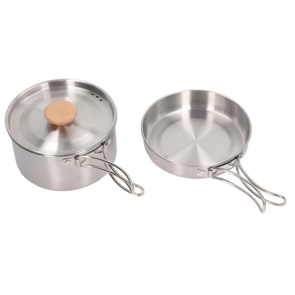 Stainless Steel Pot and Pan Set Non Stick Mess Kit Durable Camping Pots and Pans Set  Hiking