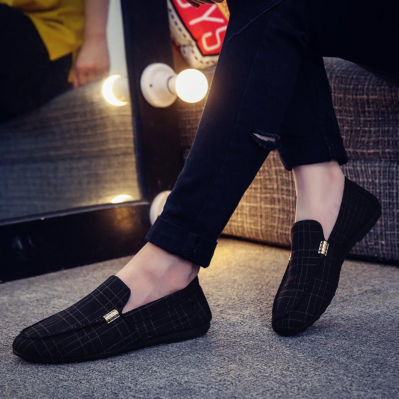 Social Guy Men's Slip-On Canvas Loafers - Casual Earth-Tone Trendy Shoes