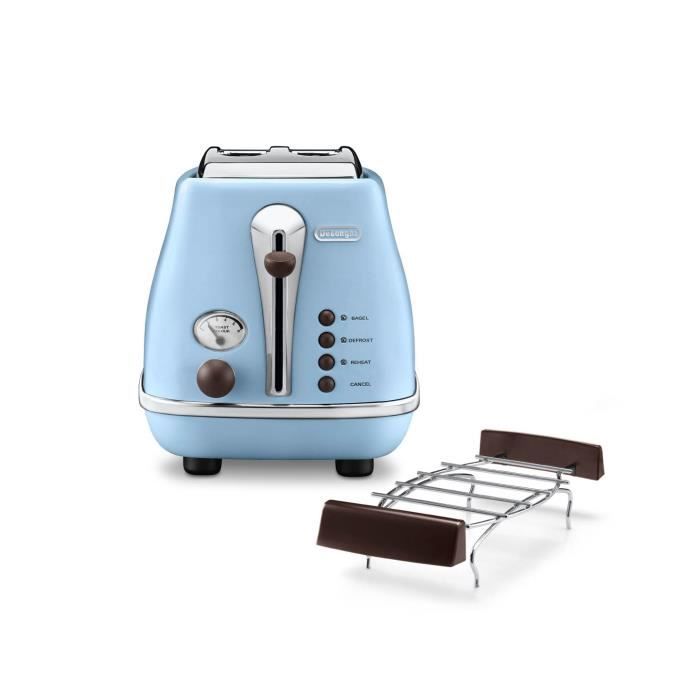 Icona Vintage Toaster - DELONGHI CTOV 2103.AZ - 2 Schlitze - 6 Positionen - Blau und Braun