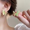 925 Silver Green Crystal Butterfly Stud Earrings - Hot 2024 Style for Women