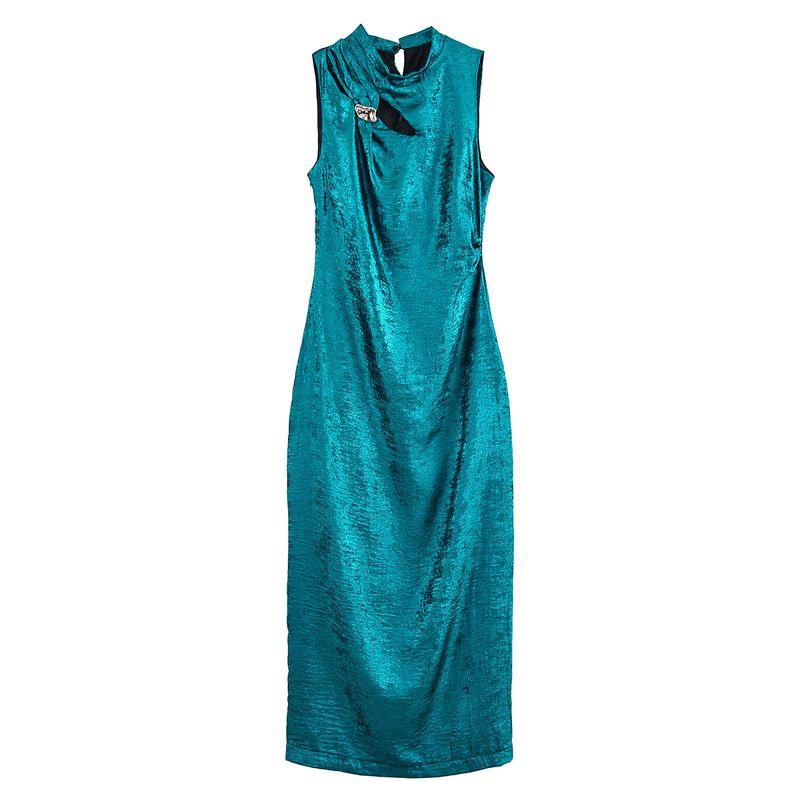 

Kaslead New Women clothes Western Style Fashion Gold Inlaid Silk Texture Dress 2774898 Picture Color L