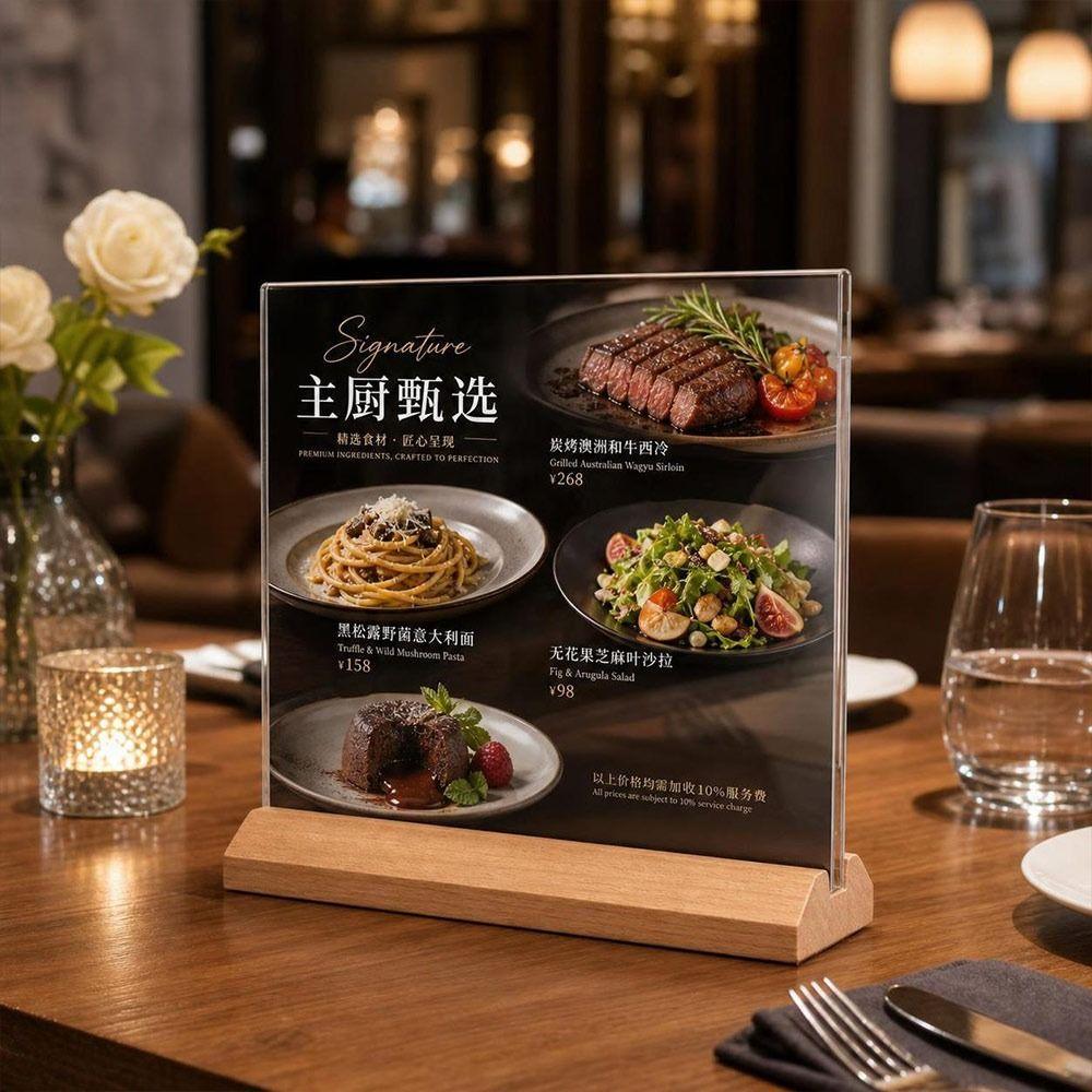 Porta Segni Acrilico Double Sided da Tavolo Espositore da Tavolo Espositore Menu Ristorante