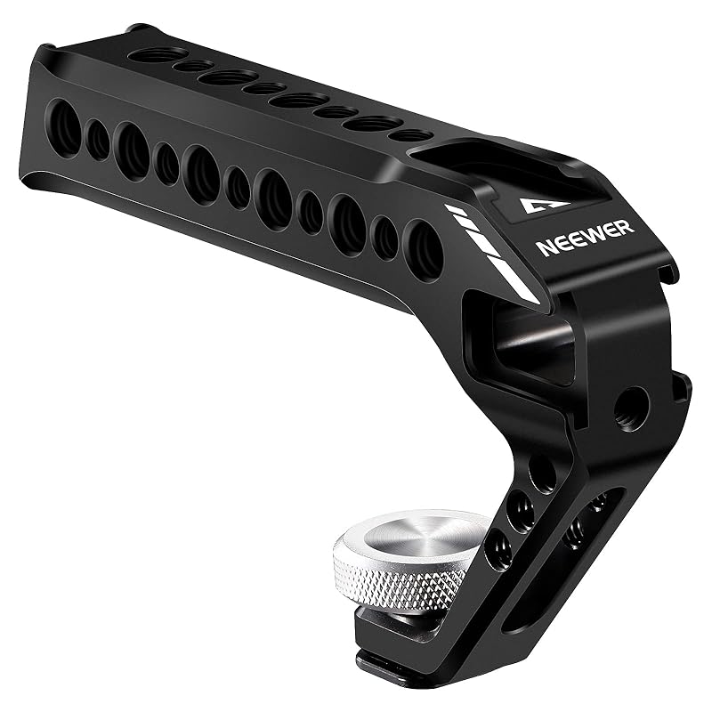 

NEEWER camera top handle grip low angle for shot universal hot shoe handle lightweight video stabilizing rig Comes with 4 cold shoe adapters