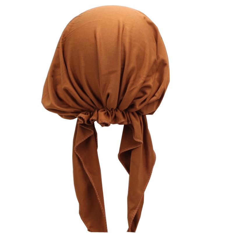 Neue Gebogene Strass Elastische Hijab Mütze mit Einfarbiger Indischer Kopftuch Stil