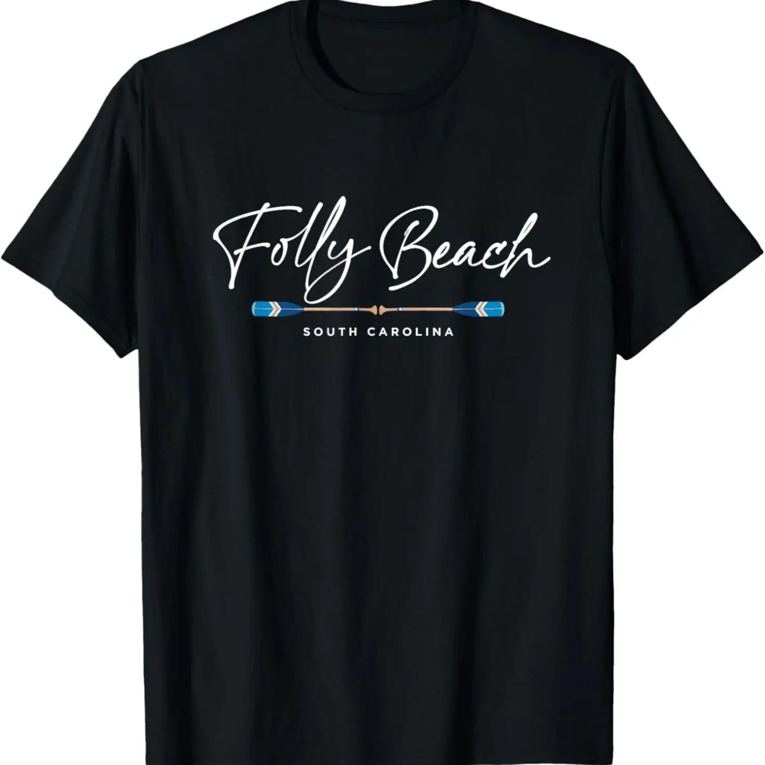 Folly Beach South Carolina SC Oars Graphic T-Shirt,100% cotton S
