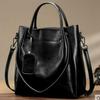 Women's Waxed Cowhide Handbag: Genuine Leather Shoulder Messenger Bag, Korean Style, Large Casual Ladies' Bag KTB