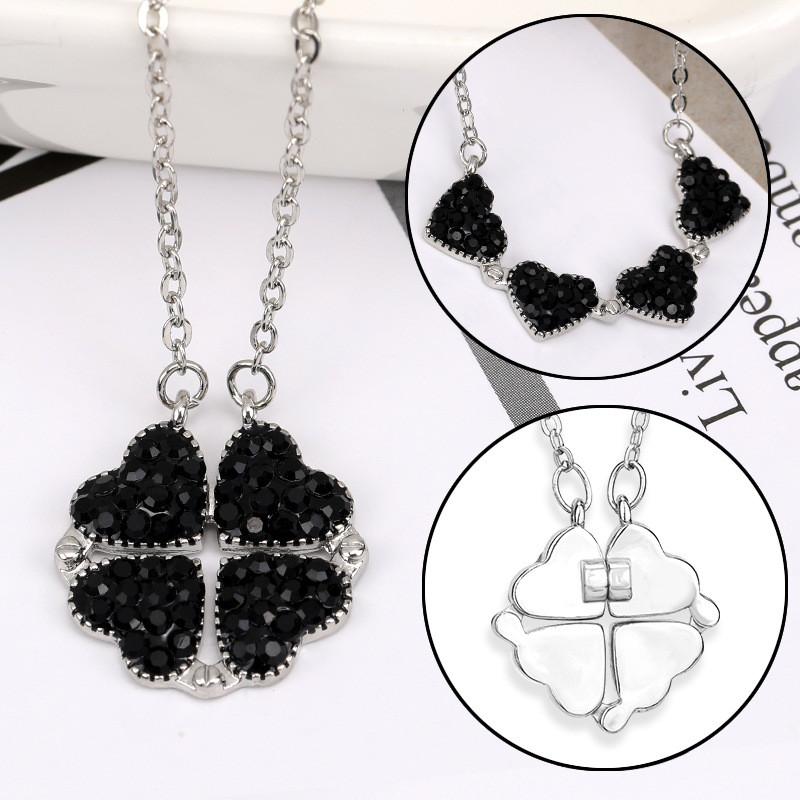 

Elegant Four Leaf Clover Necklace For Women With Heart Design And Rose Box Set StyleP