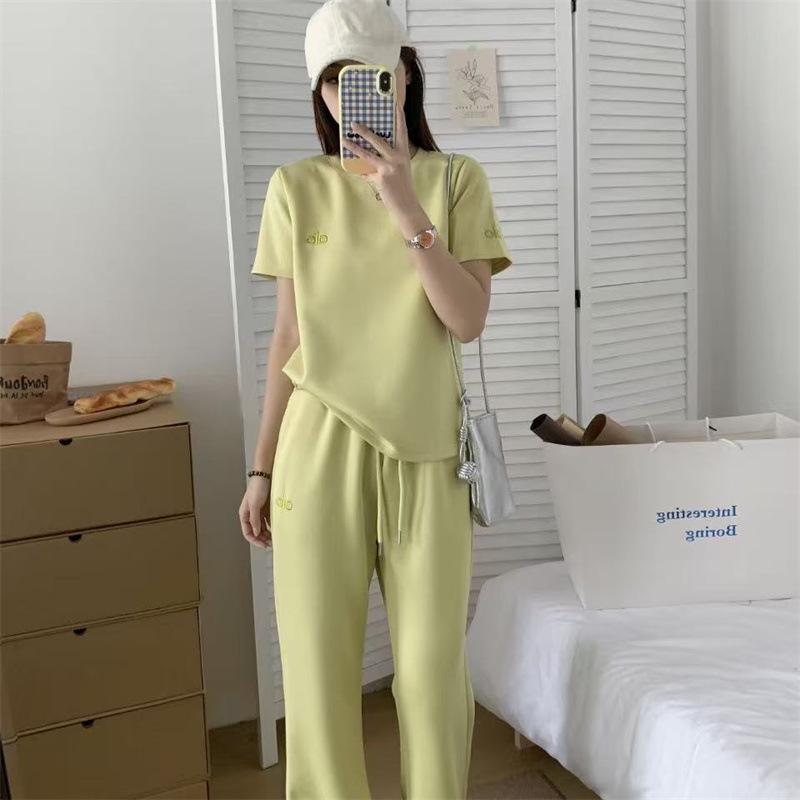 Korean Style Embroidered T-shirt & Wide-Leg Pants Two-Piece Set - Women's Summer Fashion Sportswear