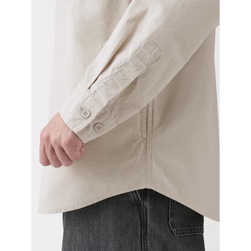 MUJI Men's Washed Broad Fit Long Sleeve Shirt