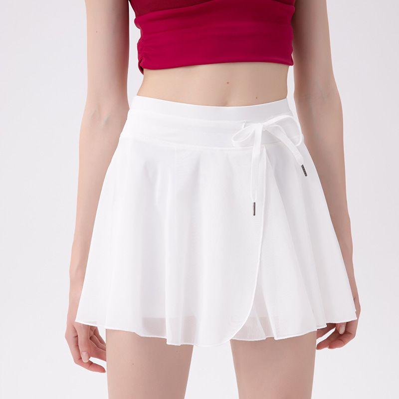 

Export Thin Fake Two-Piece Fashion Tape Waist Sports Running Row Tennis Skirt Women s Badminton Half-Length Yoga Pantskirt White L