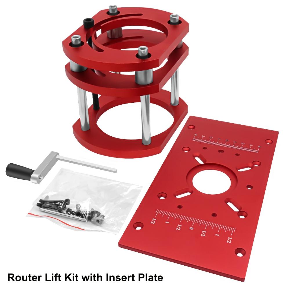 Woodworking Aluminum M8 Router Insert Plate,Carving Machine Lift Base,Router‑Table Lifting System for 65mm Motor