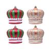 2 Pcs Christmas Crown Ornaments Vintage Style Plastic Red Green/Goldem Royal Crown Ornament for Xmas Tree Window Shop Home Holiday Decor