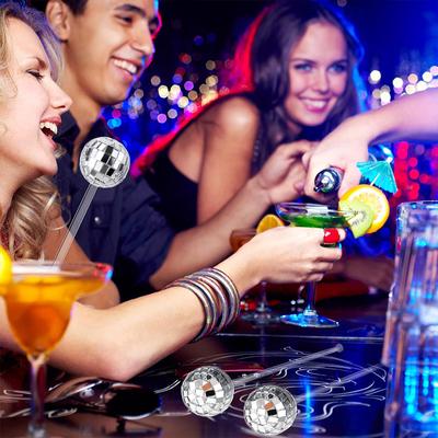 10 Stück Diskokugeln Cocktailrührer Getränkestäbchen 1970er Disco Geburtstagsdekoration Hochzeit Junggesellenabschied Home Bar Zubehör