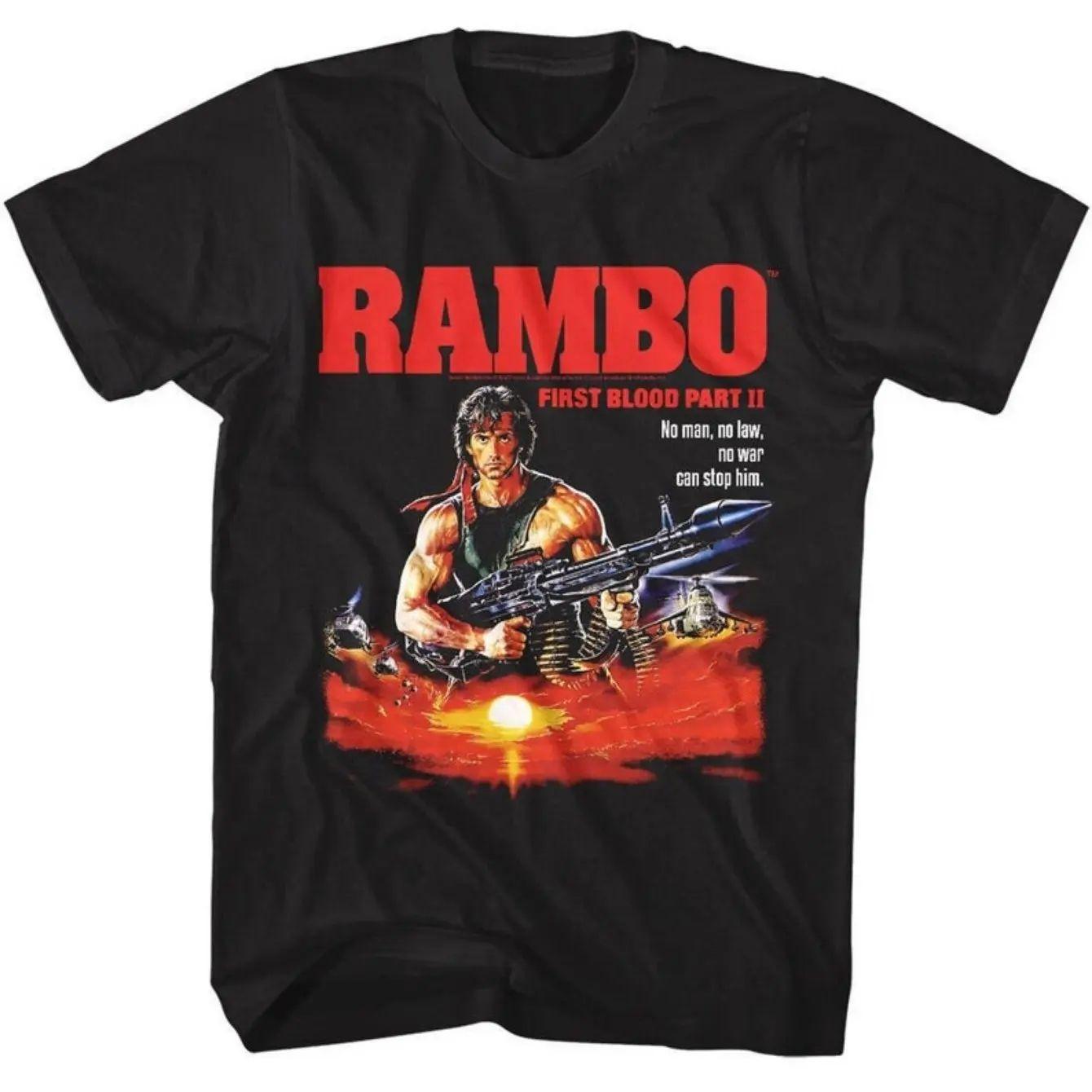 

Rambo First Blood Part 2 Inspired Print T-Shirt Geometric Design Machine Washable Casual Loose Fit Perfect for All Seasons 4XL