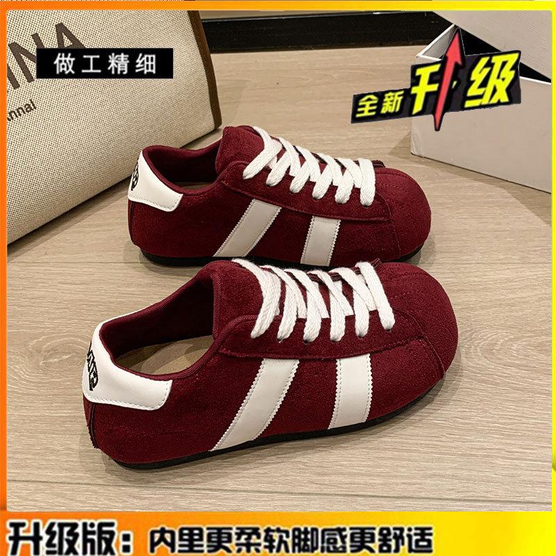 Leather retro versatile German training shoes women's shoes 2025 autumn new flat bottom inner height increase leisure sports Forrest Gump shoes