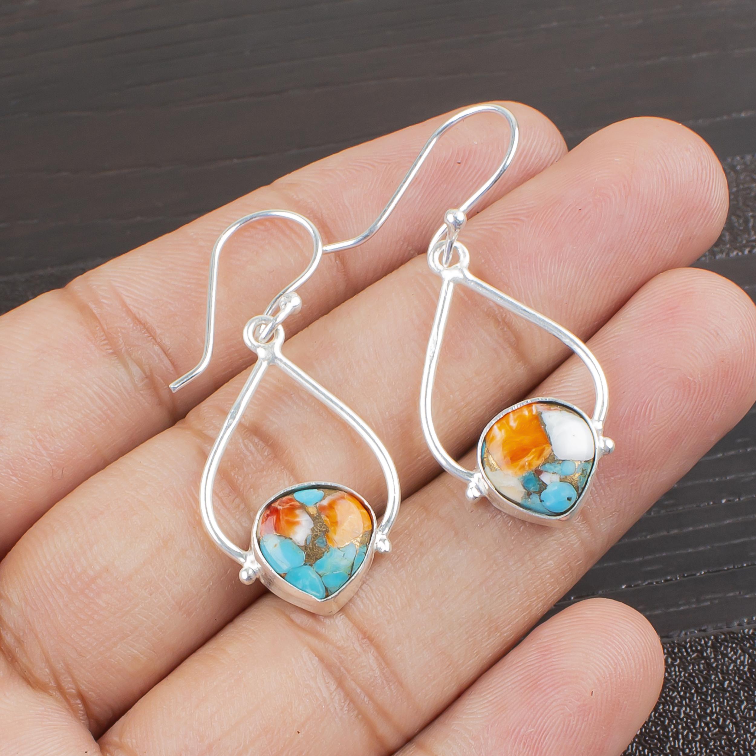 

Украшения из драгоценного камня Спини Ойстер, Серьги из серебра 925 пробы, Серебряные серьги Спини Ойстер для свадебного подарка 1.80 Inches оранжевый