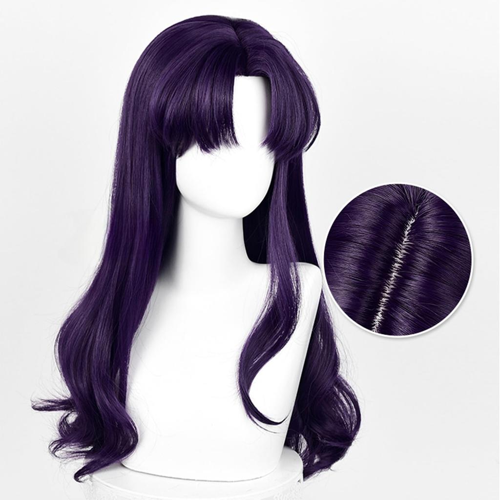 LAOBAO Misato Katsuragi Cosplay Disguise Costume Purple Long Perfect for and Events Wig, Heat-Resistant, Wig, Accessory, Hair, Curly, Parties,