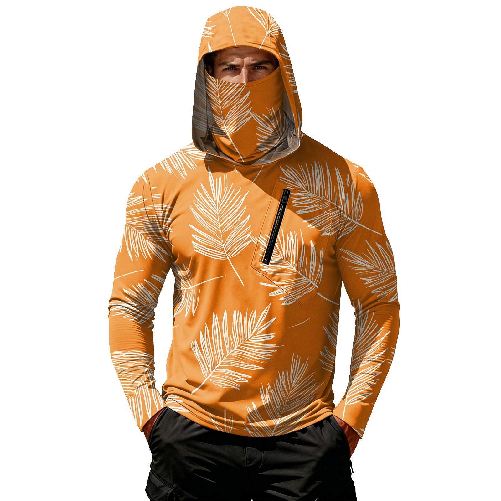 

Men s Casual Hooded Long Sleeve Sunscreen Top XL шафрановий