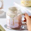 Spiegelbecher mit Deckel Bunt Hochwertig Große Kapazität Keramiktasse mit Henkel Ins-Stil Kreative Tasse Souvenirgeschenk