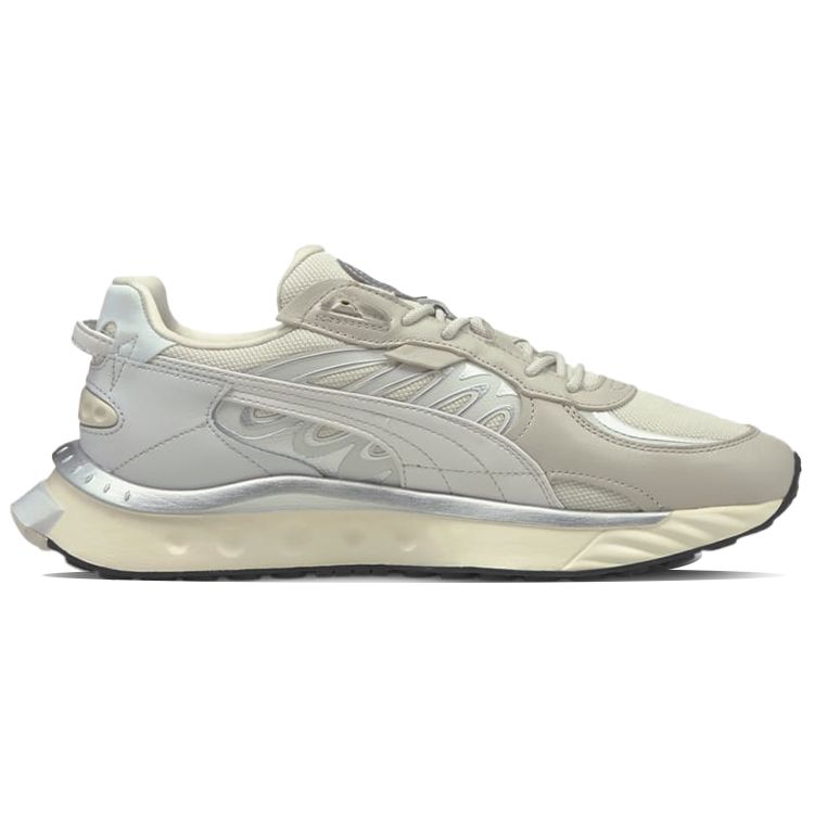 PUMA Wild Rider Low Top Ivory Gray Silver White Unisex 381596-01