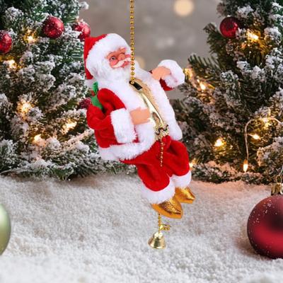 Weihnachtsmann Musikalisches Kletterseil Elektrischer Kletternder Weihnachtsmann mit Musik Weihnachten Hängender Kletternder Weihnachtsmann am Seil für Baum Kamin Heimdeko