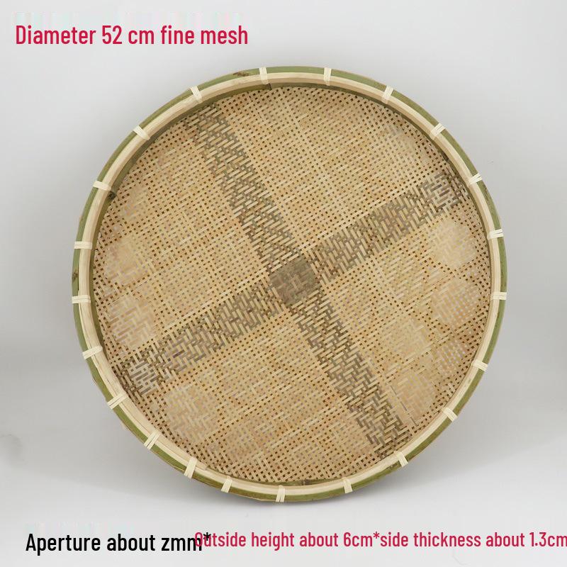 Blue Bamboo Weaving Sieve for Drying Tea, Dried Goods, and Rice - Round Winnowing Basket Tray