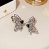 Black Zircon Hollow Butterfly Asymmetric Personality Creative Stud Earrings Fashion Metal Sweet Cool Temperament Stud Earrings
