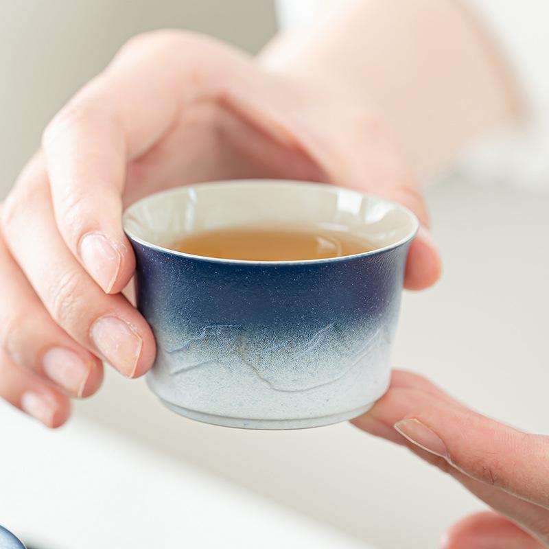 Kung Fu tea set, kiln-changed ceramic set, Japanese-style household mountain lifting beam pot set, gifts from the company