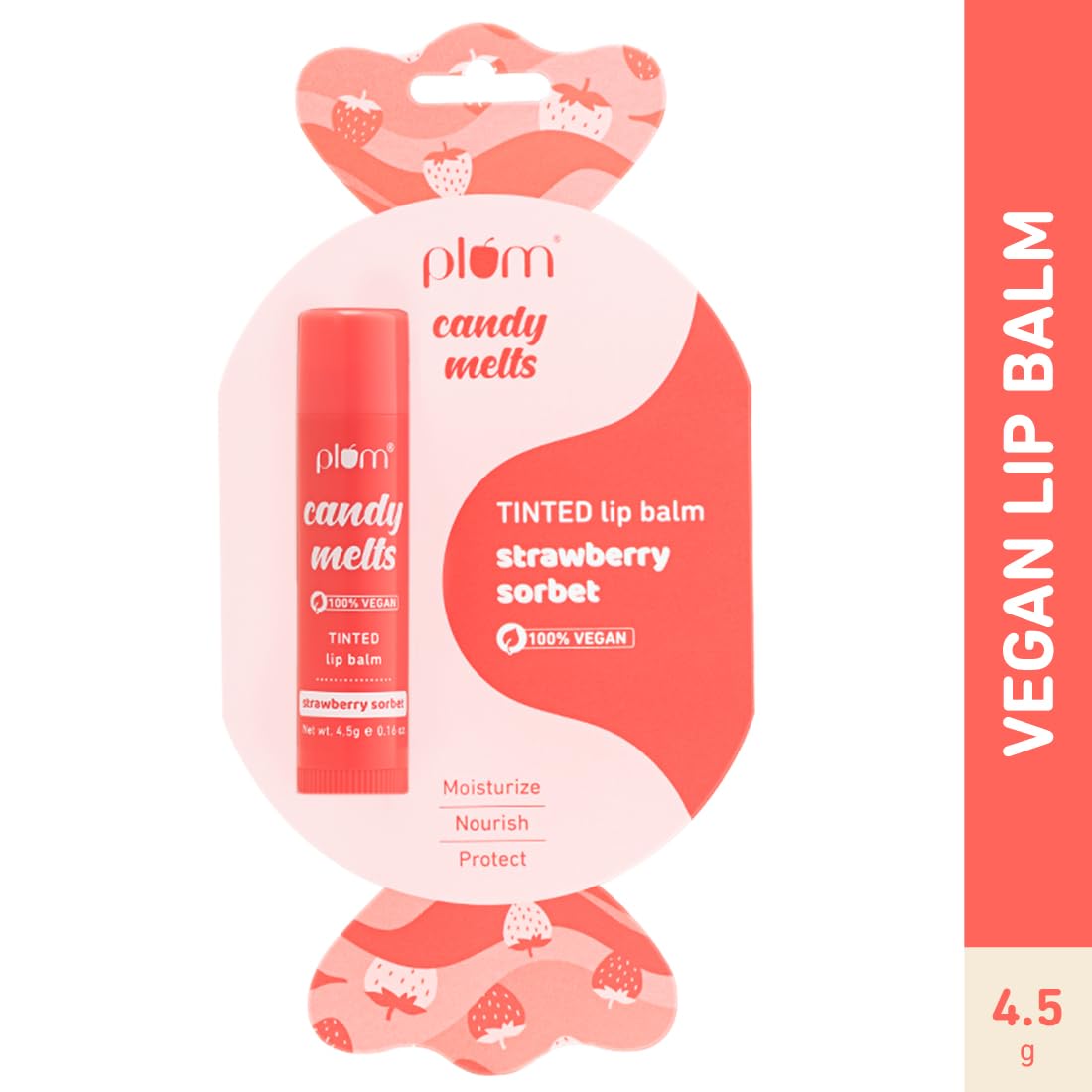 

Plum Candy Melts Strawberry Sorbet Tinted Lip Balm 4.5g Pack of 1 | Moisturizing & Hydrating Lips