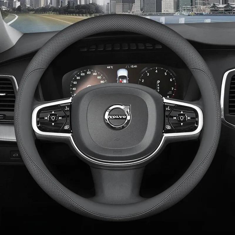 For Volvo XC60 XC40 XC90 S60 S90 V60 V90 EX30 EX90 EC40 Breathable Leather Steering Wheel Cover Ultra-thin Anti-slip Accessories