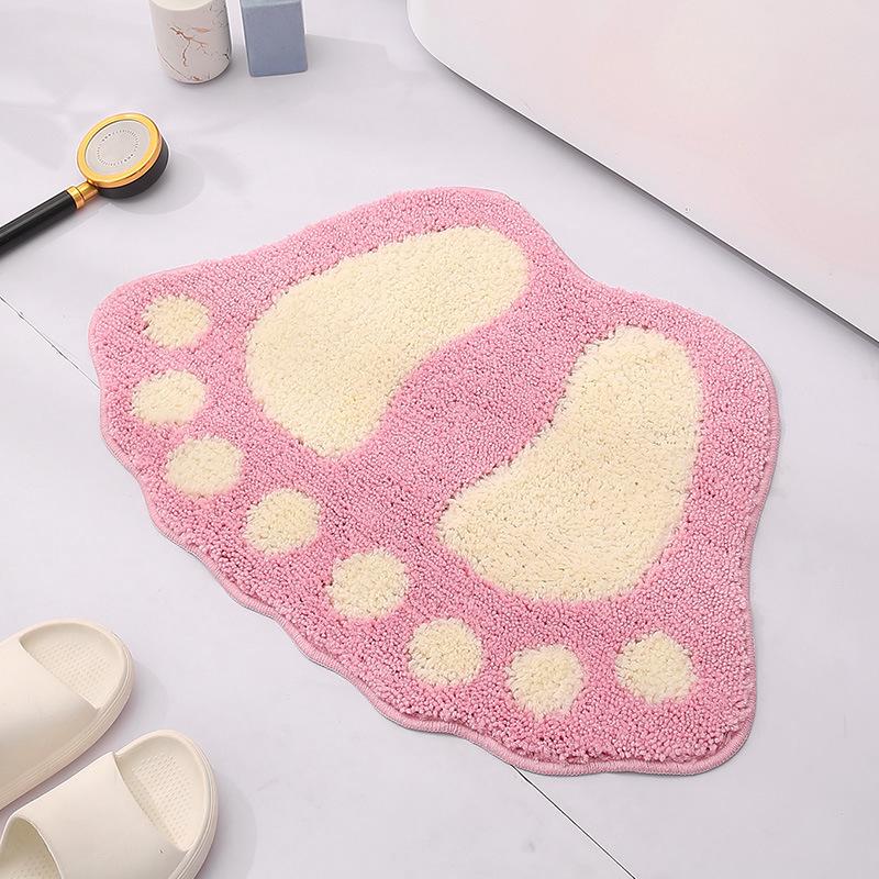 Cartoon Foot Shaped Toilet Mat Absorbent Non-Slip Mats Comfortable Resistant Carpet Washable Household Door Pads Nordic Style Thickened Bathroom Mat