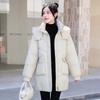 2025 winter Korean version of hooded bread jacket plus size thickened down cotton jacket women's mid-length loose cotton jacket