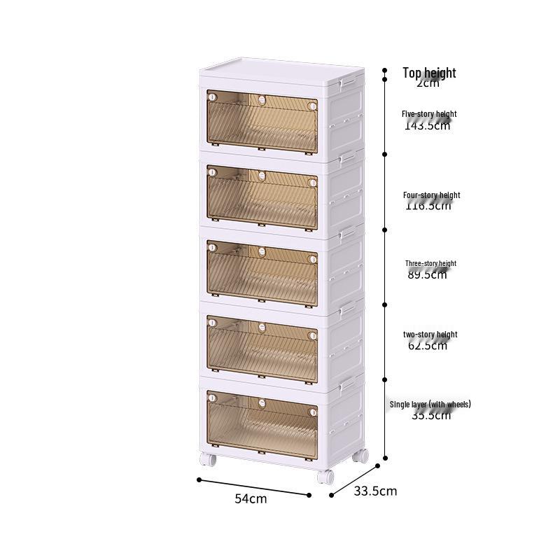 Instant Open Foldable Multi-Layer Plastic Storage Cabinet for Bedroom/Living Room