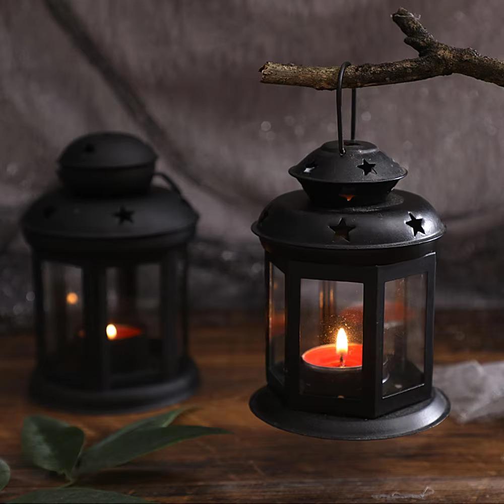Wrought Iron Iron Wind Lamp Wind-proof Aromatherapy Candlestick Ornament  Desktop