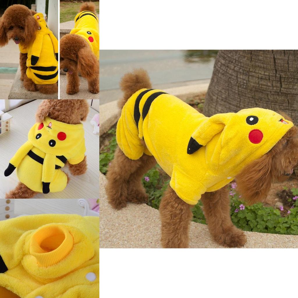 Roztomilý kostým pro mazlíčky Pokémon Go s designem Pikachu s kapucí pro psy a kočky