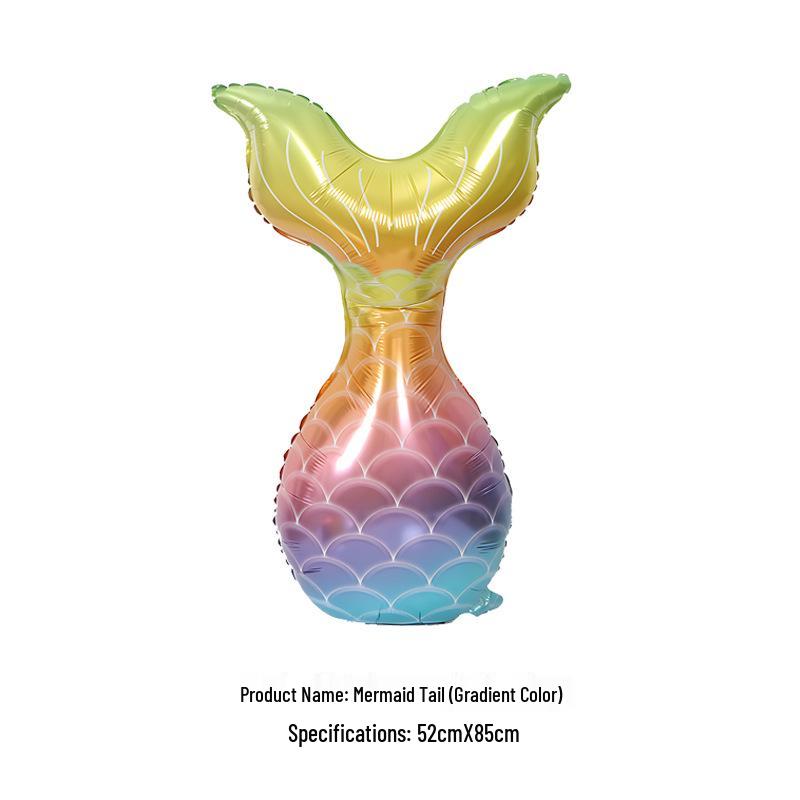 Mermaid Party Gradient Balloons Set: Tail & Large Shell Foil Balloons