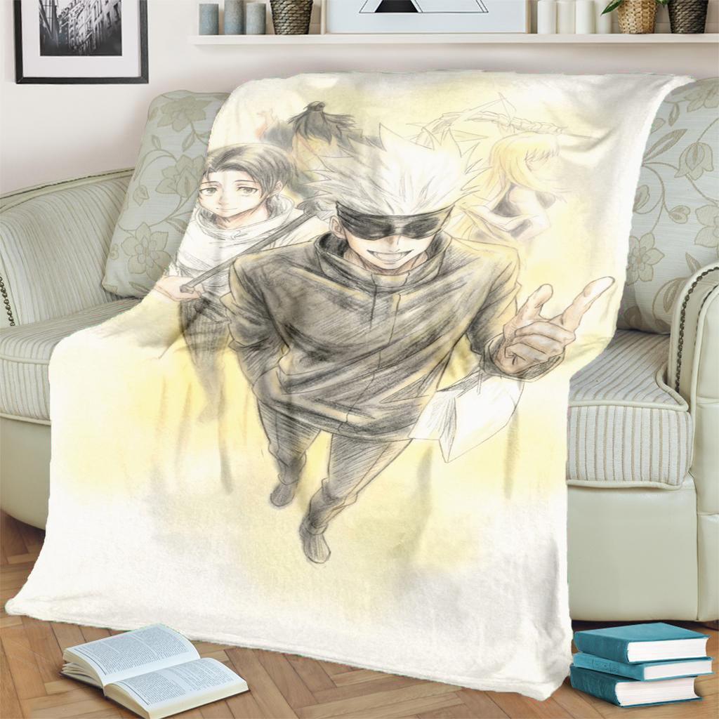 Jujutsu Kaisen Themed Flannel Blanket Warm Comfortable for Bedrooms, Sofas, Beds, Chairs, Picnics, Travel