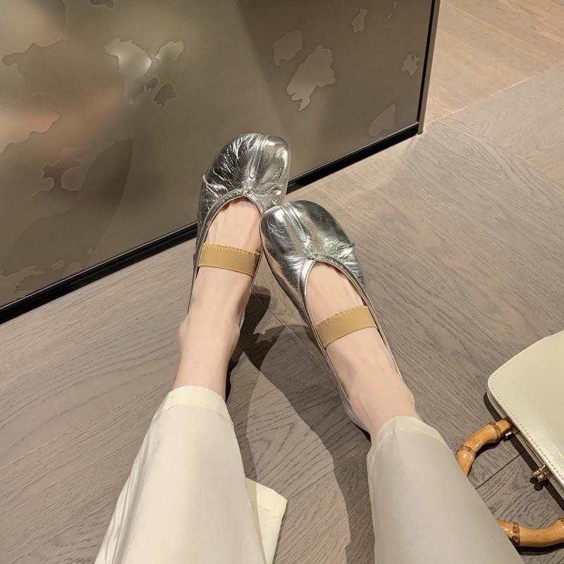 Shoes Shallow Mouth Soft Sole Sheepskin Flat Bottom with Skirt Pig's Trotters Split-toe Single Shoes