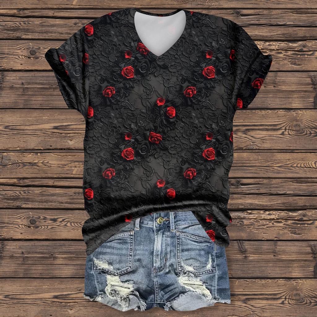 Damenmode Lässig Kurzarm Halloween Print Tops Halloween Elegante Oberteile
