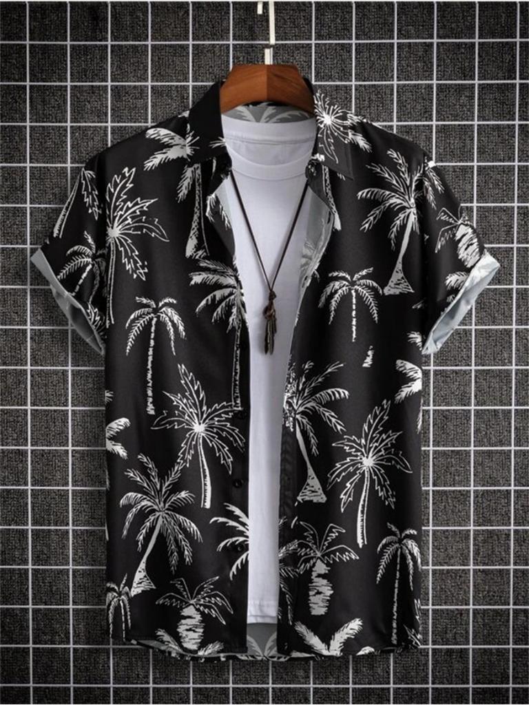 Hawaiian 3D Print Coconut Tree Top Men's Summer Beach Casual Clothing Street Outdoor Men's Shirt Loose Men's Clothing