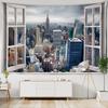 Urban Imitation Window Scenery Tapestry Wall Hanging Art Architecture Minimalist Hippie Tapiz Minimalist Living Room Home Decor