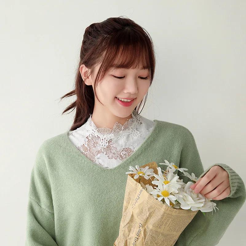 High Quality Lace White Embroidery Neckstand Fake Collar Tie Detachable False Collars Ladies Detachable Collars Decorative